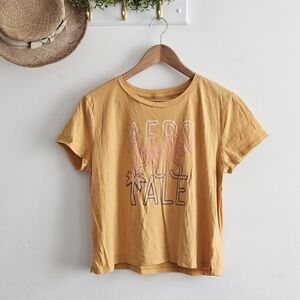 Aeropostale Yellow Graphic Tee Palm Tree Logo T-Shirt XL Cotton Casual